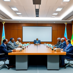 **

"A professional diplomatic meeting between Eritrean and Ethiopian officials, fully clothed in appropriate attire, in a modern conference room. Flags of both countries are subtly displayed in the background. The atmosphere is one of cautious optimism. Safe for work, perfect anatomy, natural proportions, family-friendly, high quality."

**