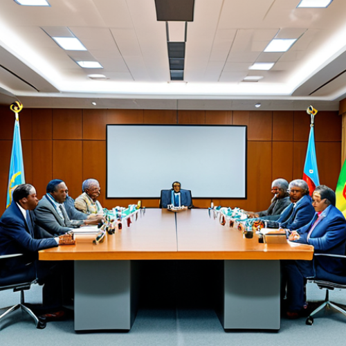 Home 18 **
"A professional diplomatic meeting between Eritrean and Ethiopian officials, fully clothed in appropriate attire, in a modern conference room. Flags of both countries are subtly displayed in the background. The atmosphere is one of cautious optimism. Safe for work, perfect anatomy, natural proportions, family-friendly, high quality."
**